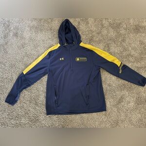 Men's Under Armour Navy Notre Dame Fighting Irish 2023 Sideline Quarter-Zip Hood